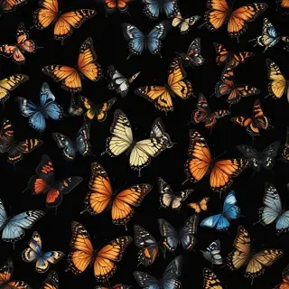 butterflies in black background