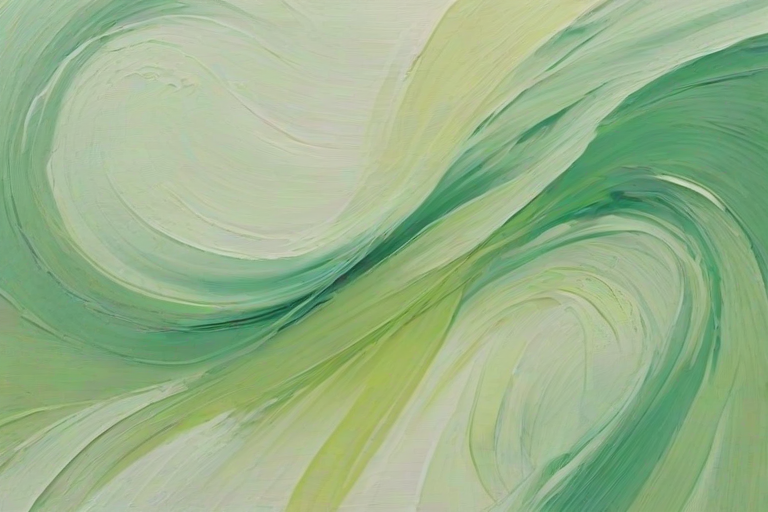 create an abstract painting with soft green hues and a smooth, flowing texture, emphasizing light and airy brush strokes