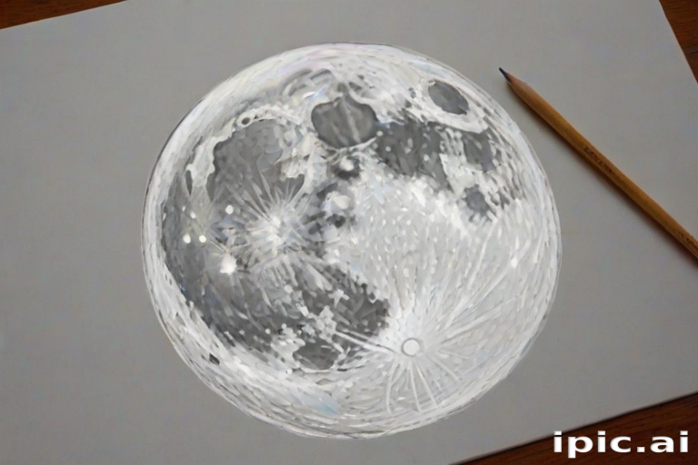 Realistic Drawing of a Full Moon with Detailed Texture on Paper