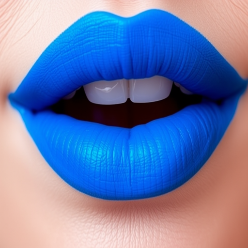 Electric blue lip stain with a matte finish, dubbed "Neon Skyline," providing long-lasting color that gradually fades to a subtle tint