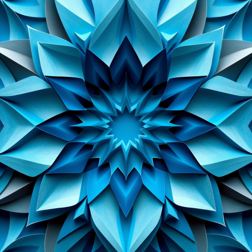 Create a high-resolution geometric abstract design featuring layered patterns in shades of blue and white, captured with a Canon EOS R5 at f/8, ISO 100, 1/125s, using a macro lens for fine detail and vibrant color reproduction.
