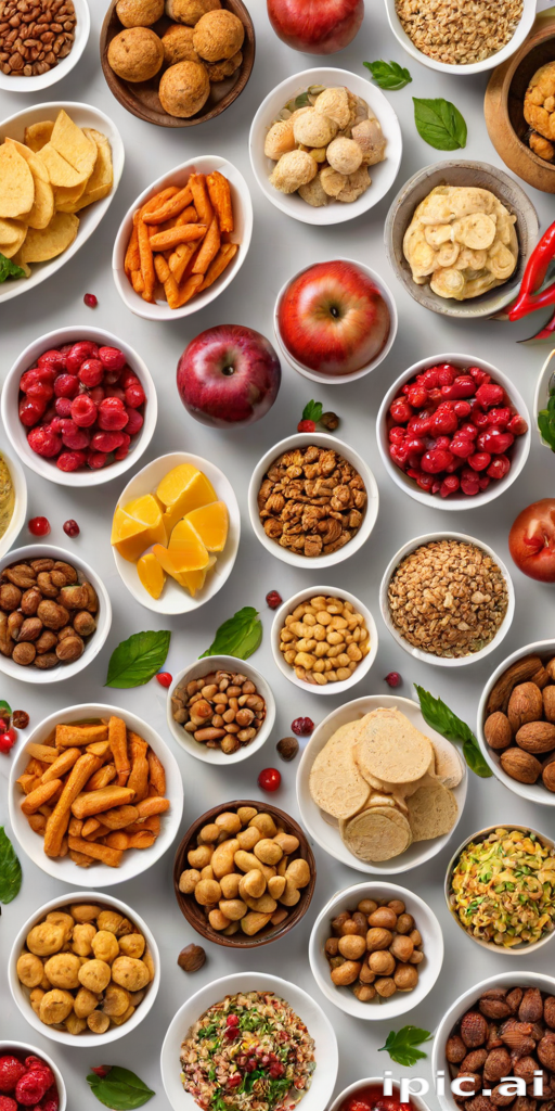 Nutitional Snacks A Colorful Array of Healthy Snacks and Nutritious Treats in Bowls