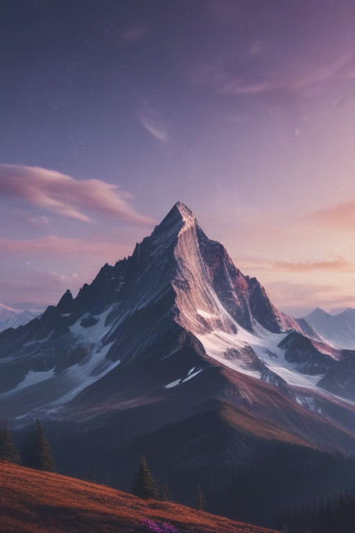 Majestic Mountain Peaks Under a Serene Twilight Sky at Dusk