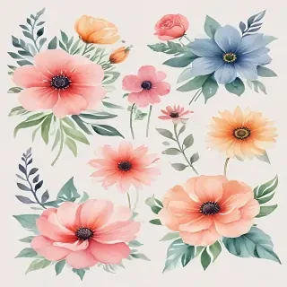 watercolor flowers clipart