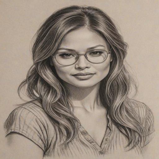 Fetching Vanessa Lachey, pencil sketch, portrait of Magnificent woman 1928s in glasses, hair style beatnik, outline, clear lines, fine lines, 8k