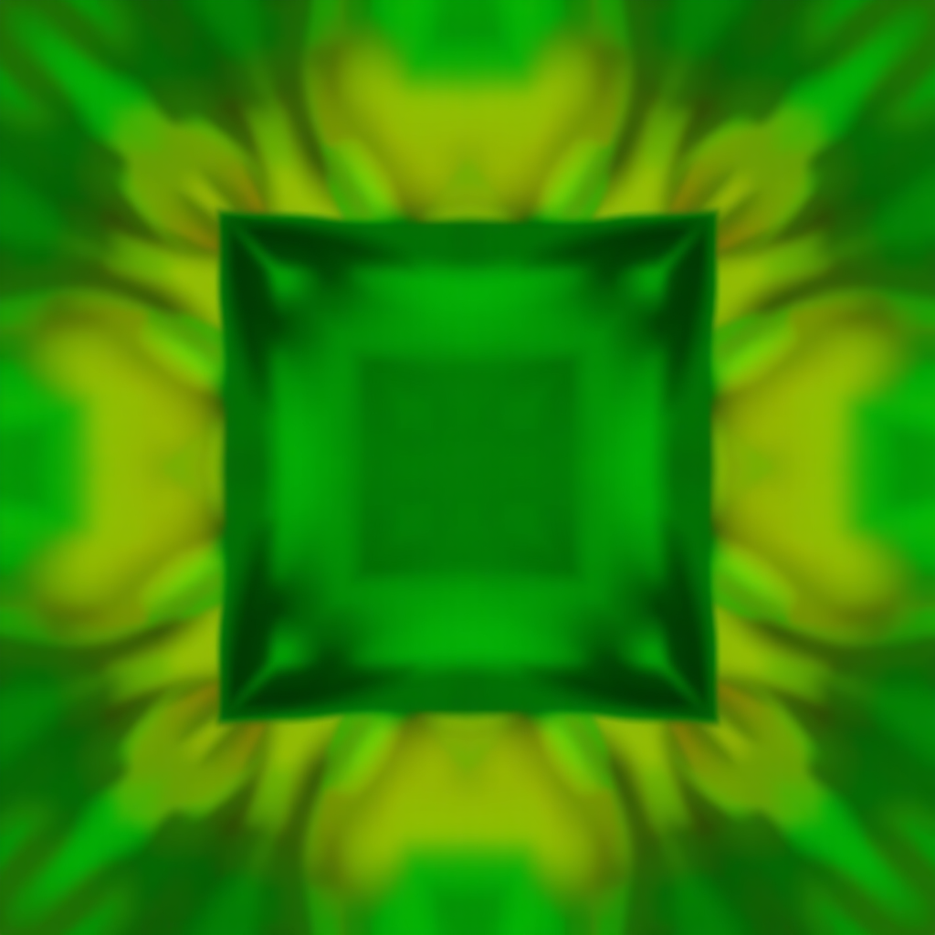Create a vibrant abstract image with rich green tones featuring a square shape, using a DSLR camera with a 50mm lens, aperture set to f/1.8, ISO 200, and a shallow depth of field for enhanced color saturation and detail.