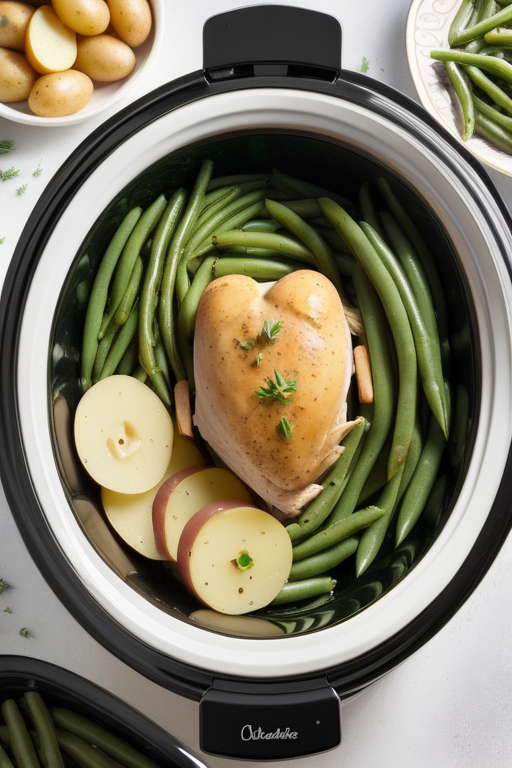 slow cooker chicken potatoes green beans