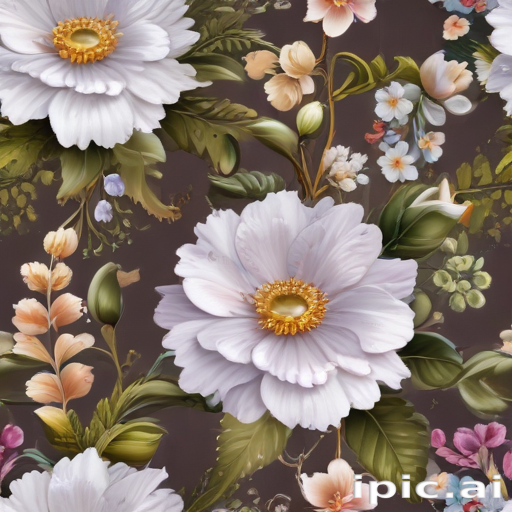 Elegant Floral Pattern Featuring Lush Blooms and Delicate Leaves on ...