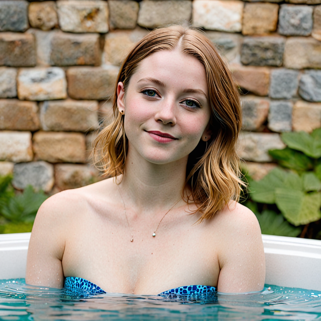 Free Ai Image Generator - High Quality and 100% Unique Images - iPic.Ai Mina  Sundwall in a hot tub