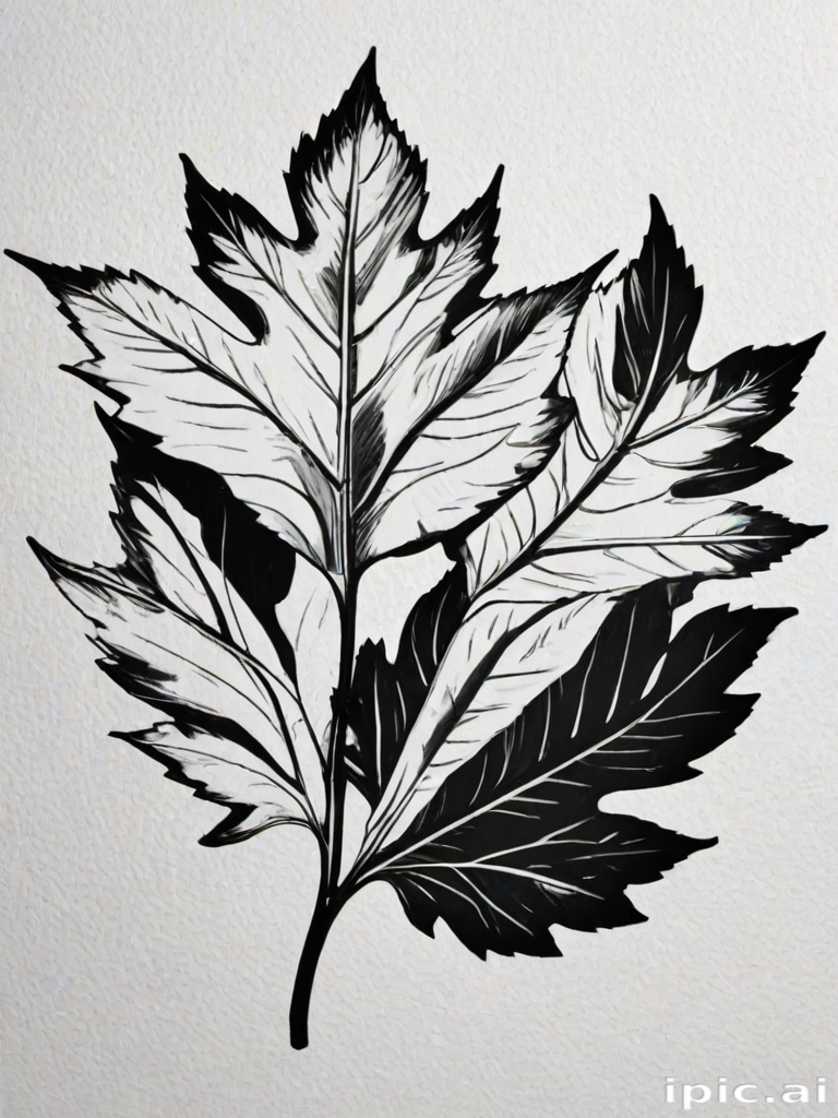 black and white leaf clip art