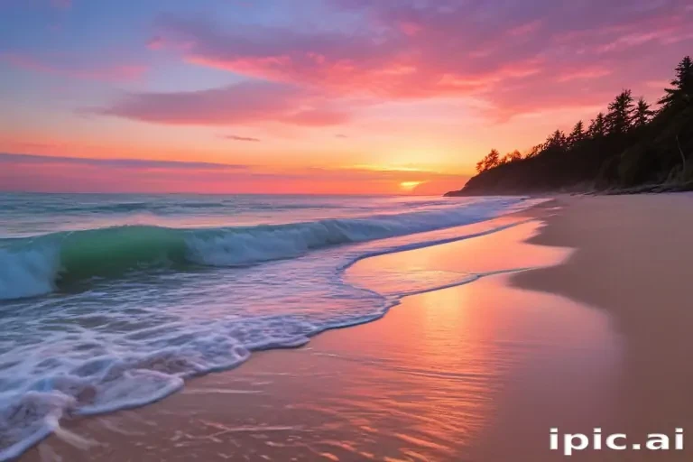 pink beach sunset