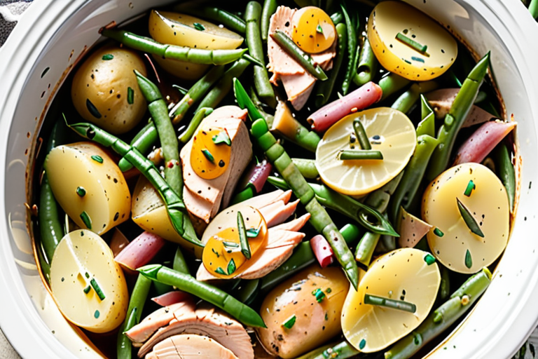 slow cooker chicken potatoes green beans