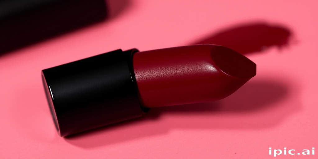 Matte burgundy "Velvet Noir" lipstick with a long-lasting formula, offering intense pigmentation and a smooth application, ideal for sophisticated evening events