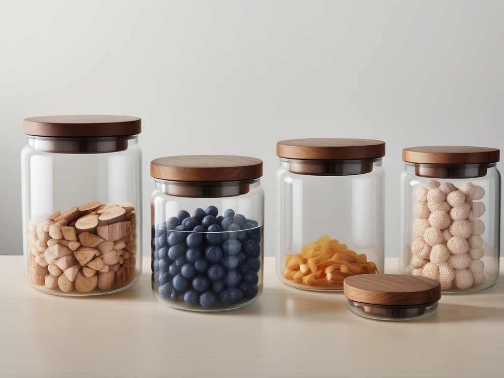 glass containers with wood lids
