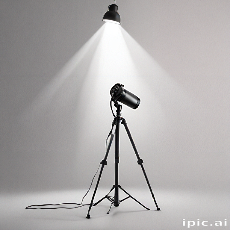Spotlight Camera Frame Studio Setup Featuring a Spotlight Illuminating a Camera on Tripod