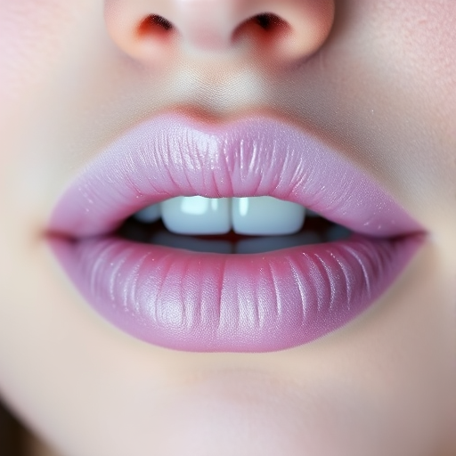Frosted lilac lips with a subtle sparkle, ethereal and dreamy, evoking a sense of fantasy and whimsy in their delicate appearance