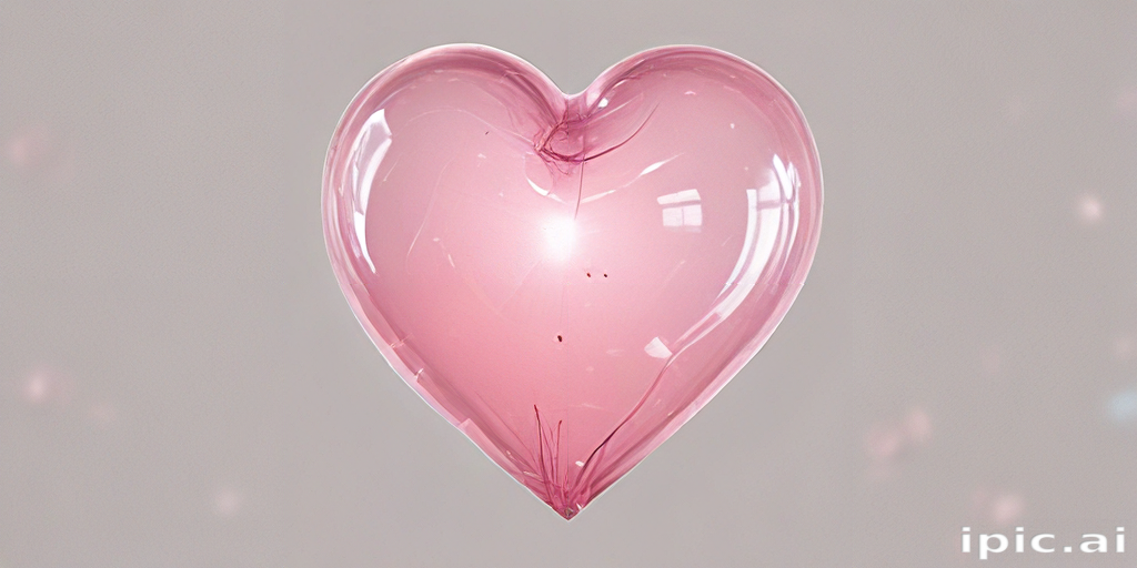 Shiny Pink Heart-Shaped Balloon Floating Against a Soft Gray Background
