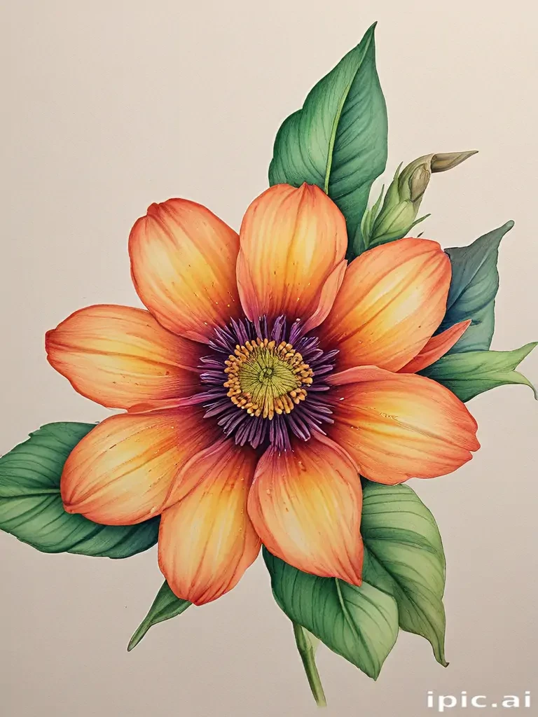 flower drawings with color