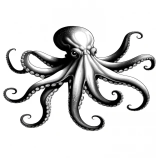 black and white octopus clipart