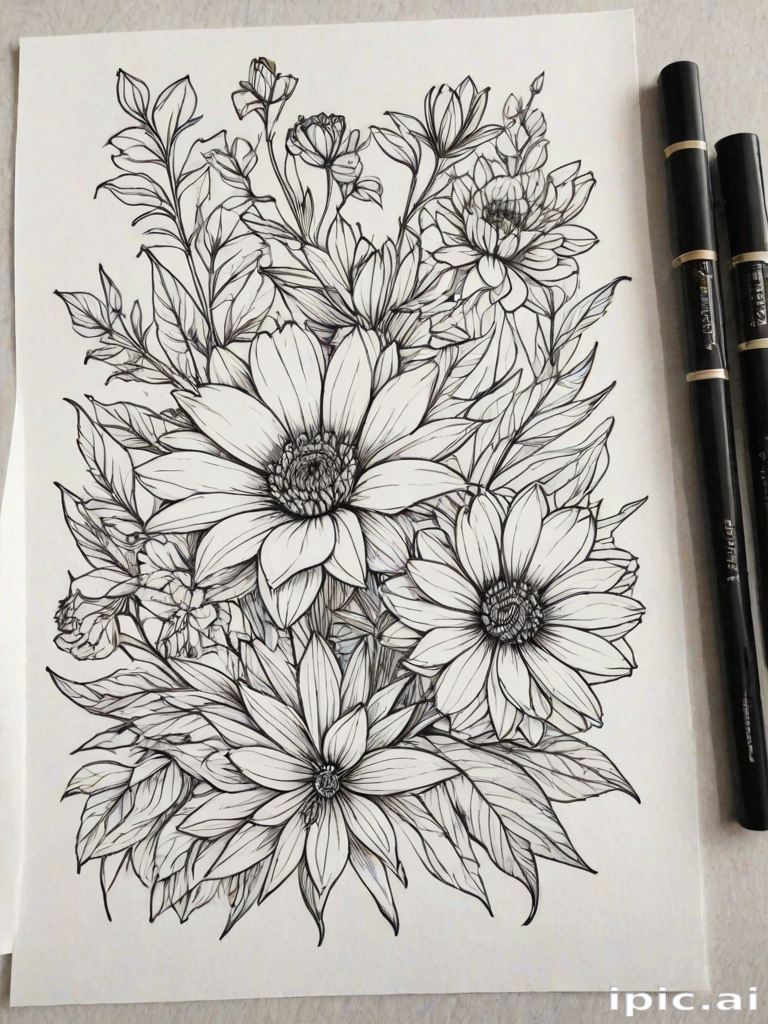 line work flowers