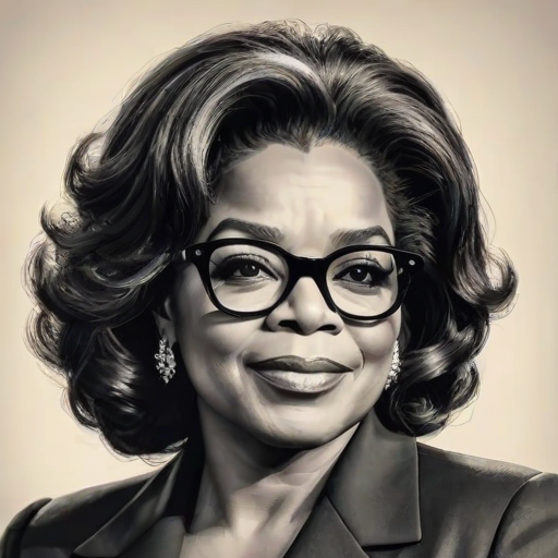 Beautiful Oprah Winfrey, pencil sketch, portrait of beautiful woman 60s in glasses, hair style beatnik, outline, clear lines, fine lines, 8k