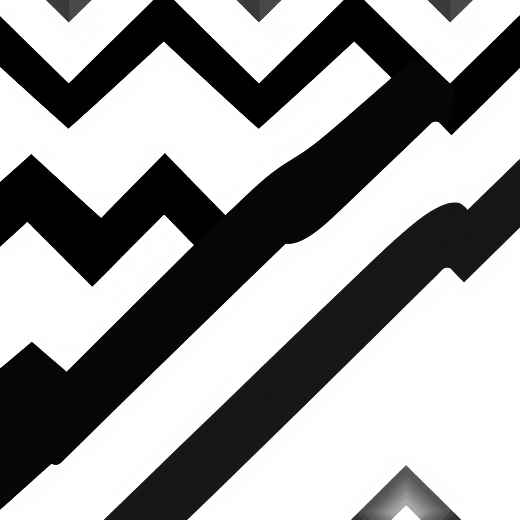 create a high-contrast zigzag pattern with alternating black and white chevrons, use a DSLR camera with a 50mm lens, f/8 aperture, ISO 100, and a softbox for even lighting, focus on sharpness and clarity