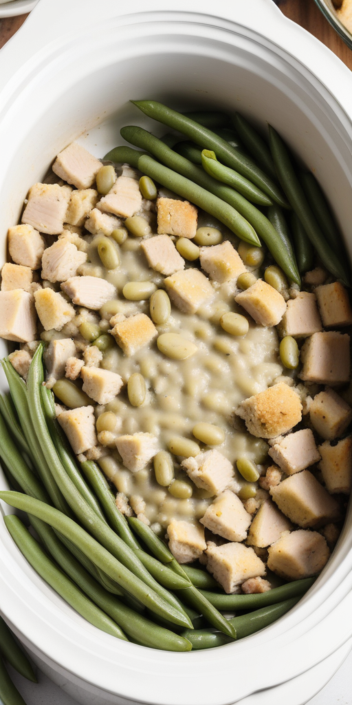 chicken stuffing green bean crock pot