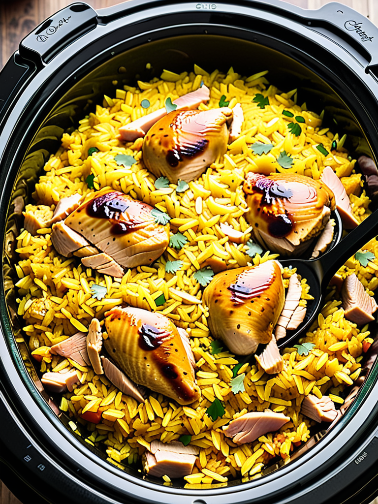 chicken & yellow rice in crock pot