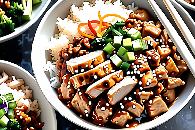 general tso ground chicken bowl