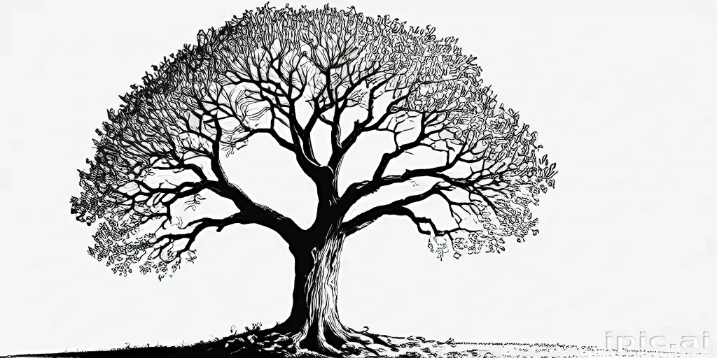 oak tree clipart black and white