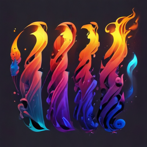 Vibrant Swirls of Colorful Flames Dancing Against a Dark Background