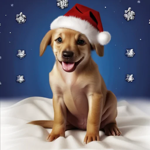 Adorable Puppy in a Santa Hat Celebrating a Joyful Christmas Holiday