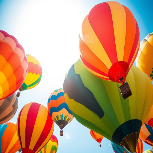 colorful balloons in a bright sky, vibrant and textured, captured at f/2.8 aperture, 1/200s shutter speed, ISO 100, shot with a DSLR camera, panoramic view, using a macro lens for detail enhancement