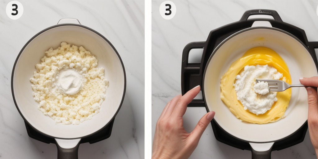adding cottage cheese to eggs