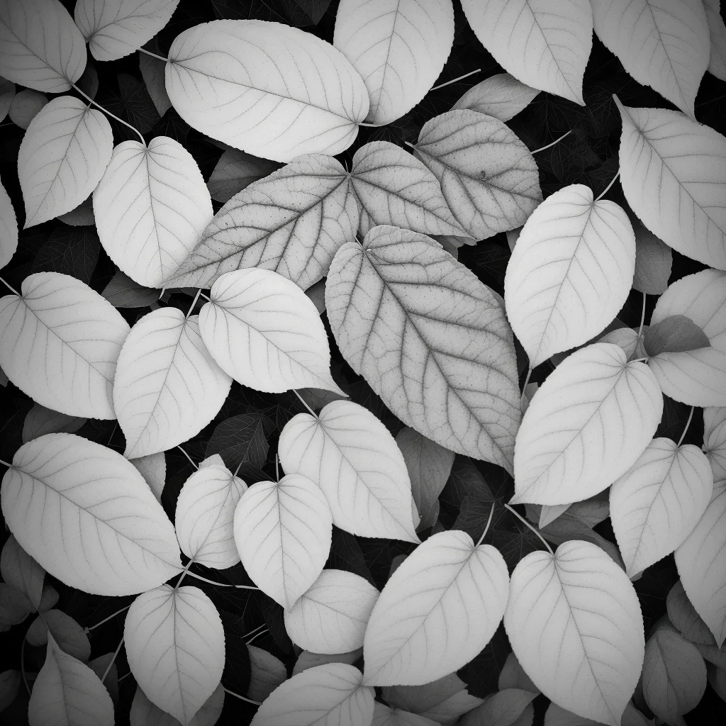 black and white leaves