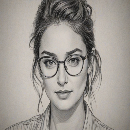 Captivating Shailene Woodley, pencil sketch, portrait of Attractive woman 1980s in glasses, hair style beatnik, outline, clear lines, fine lines, 8k