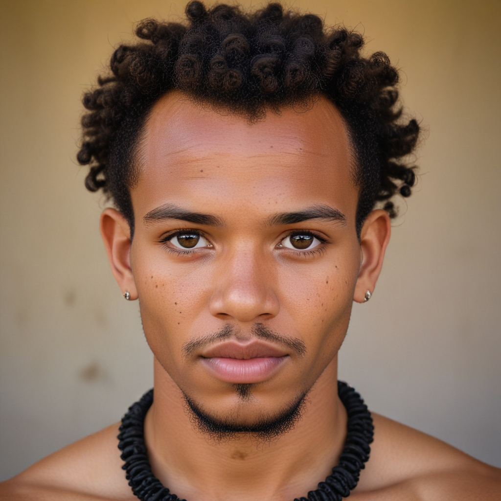 khoisan man with tiny bantu knots