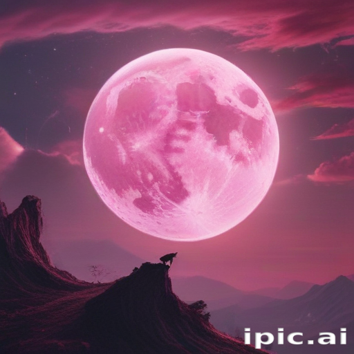 Majestic Pink Moon Illuminates a Serene Landscape Under a Twilight Sky