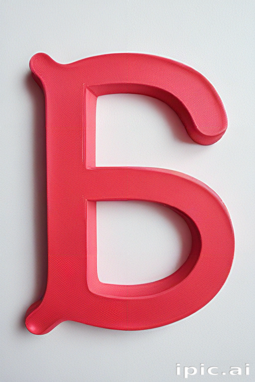 A Bold Red Letter Б Displayed Against a Light Background Surface.