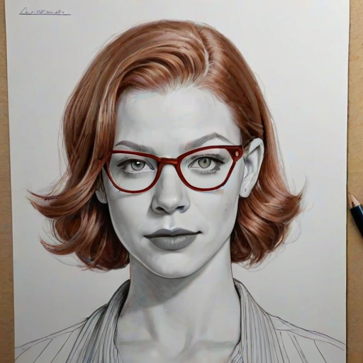 Fetching Cameron Monaghan, pencil sketch, portrait of Gorgeous woman 1931s in glasses, hair style beatnik, outline, clear lines, fine lines, 8k