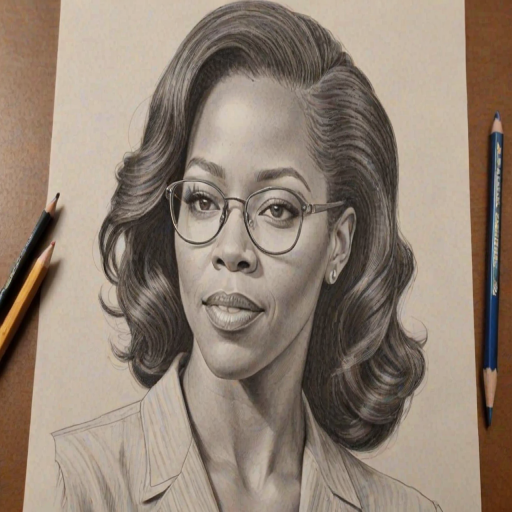 Bewitching Regina King, pencil sketch, portrait of Graceful woman 1944s in glasses, hair style beatnik, outline, clear lines, fine lines, 8k