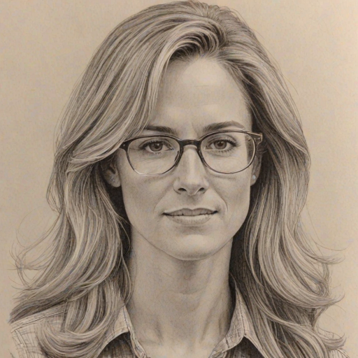 Wonderful Brandi Chastain, pencil sketch, portrait of Beauteous woman 1972s in glasses, hair style beatnik, outline, clear lines, fine lines, 8k
