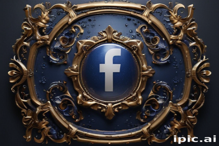Elegant Decorative Frame Featuring the Iconic Facebook Logo in Blue