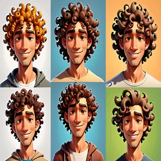 curly haired cartoon characters male