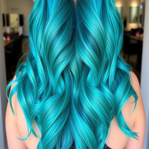 Mesmerizing mermaid waves in vibrant teal ombre, cascading down to waist length with subtle highlights, creating a captivating oceanic-inspired look that turns heads