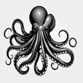 octopus clipart black and white