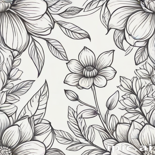 floral line art
