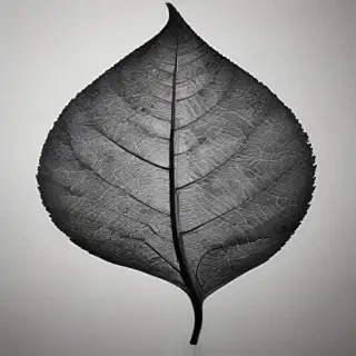 leaf in black and white