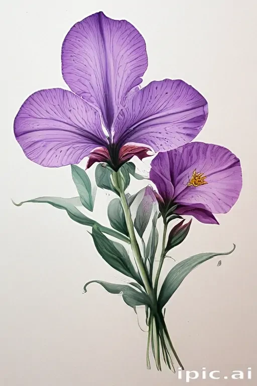 purple flowers drawing
