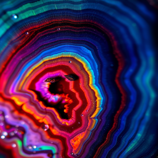 high-resolution close-up of iridescent agate stone with vibrant colors and intricate textures, ISO 100, f/8, 1/60 sec, macro lens, DSLR camera, soft natural lighting